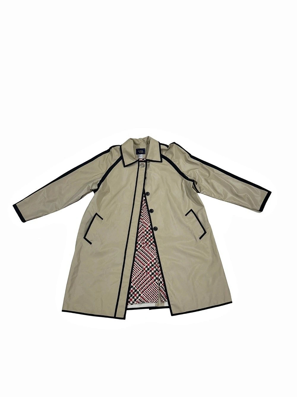 Dennis Basso Tan Trench Coat Black Trim